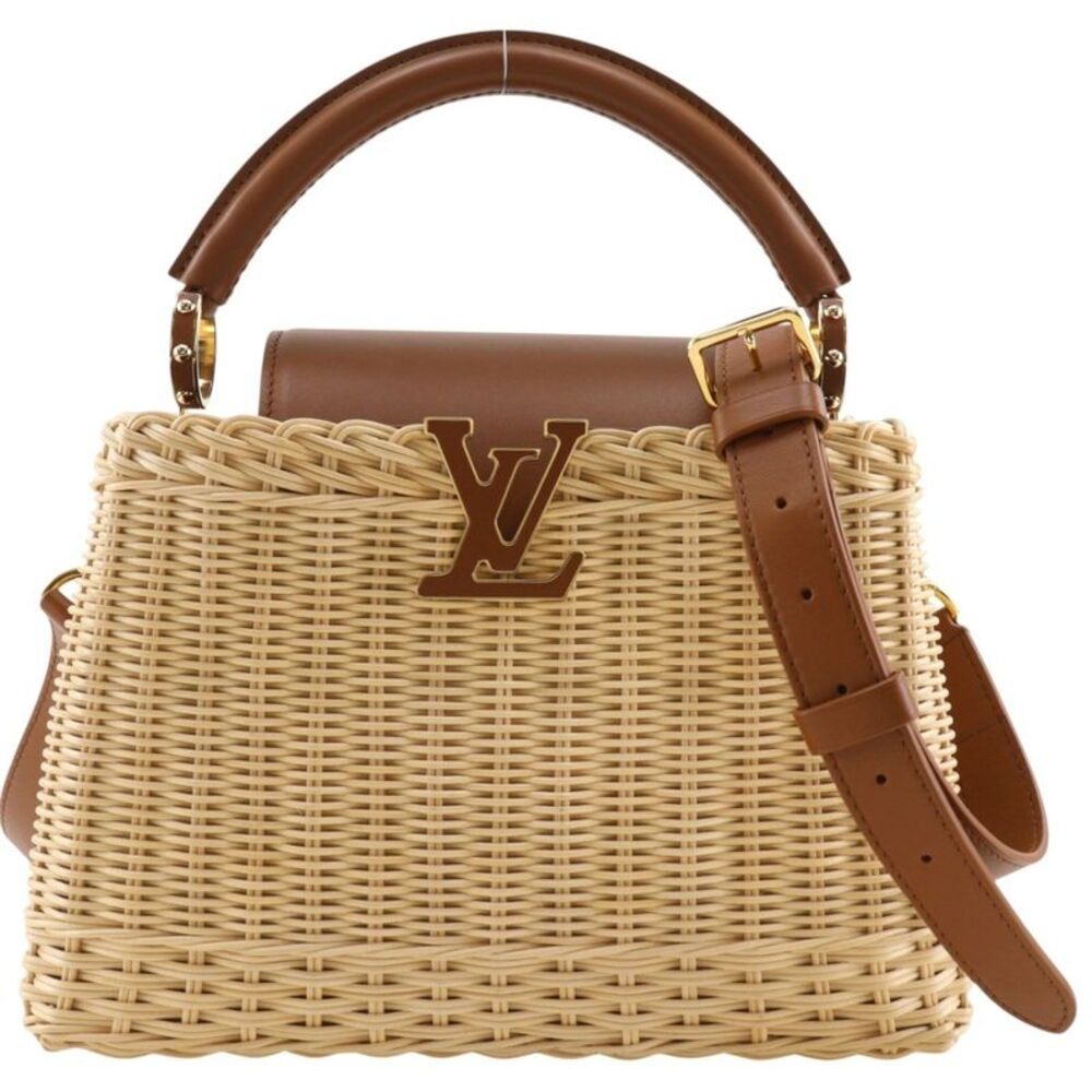 Louis Vuitton Capucines Wicker With Leather Beige Wicker Handbag